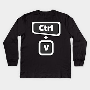 Ctrl + V  - Computer Programming - Dark Color Kids Long Sleeve T-Shirt